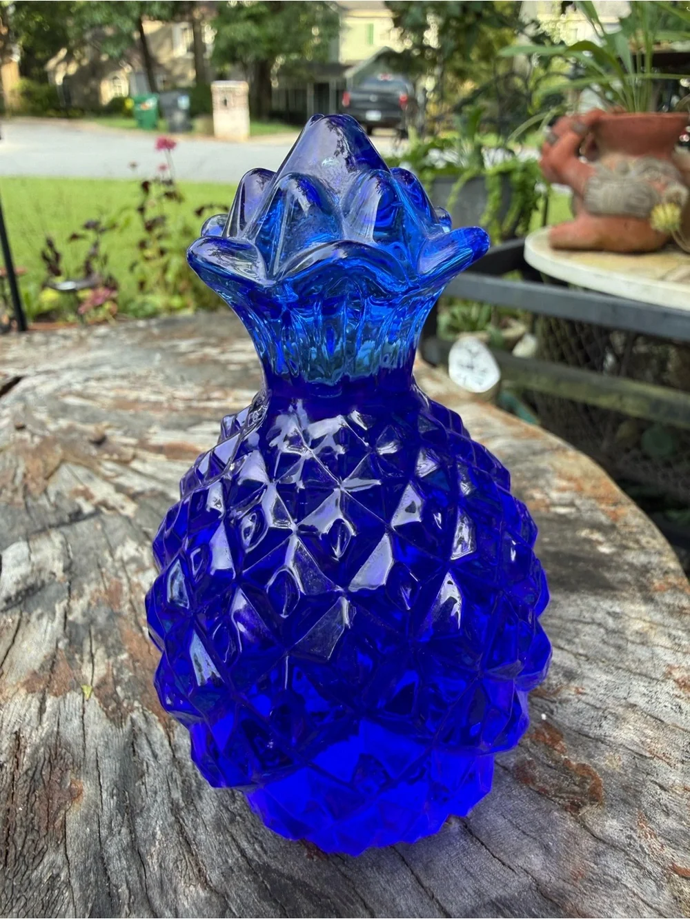 Cobalt Blue Glass Pineapple Decorative Accent